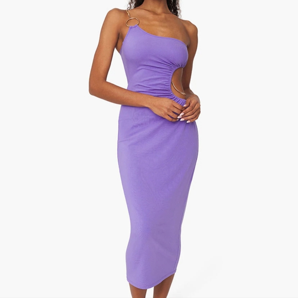 SALE WeWoreWhat Snake Chain Jersey Knit Cutout Maxi Dress